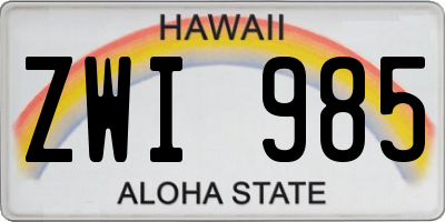 HI license plate ZWI985