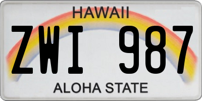 HI license plate ZWI987