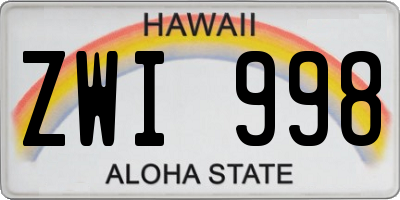 HI license plate ZWI998