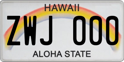 HI license plate ZWJ000