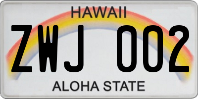 HI license plate ZWJ002