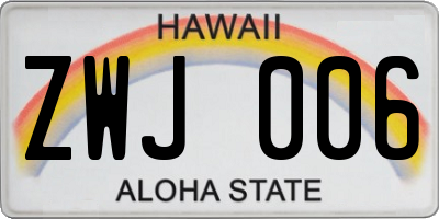 HI license plate ZWJ006