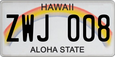 HI license plate ZWJ008