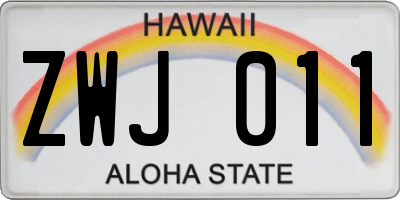 HI license plate ZWJ011
