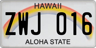HI license plate ZWJ016