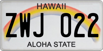 HI license plate ZWJ022