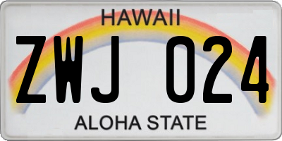 HI license plate ZWJ024