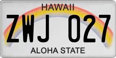 HI license plate ZWJ027