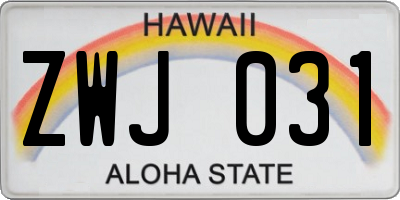 HI license plate ZWJ031