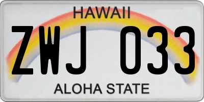 HI license plate ZWJ033