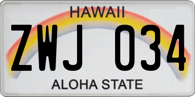 HI license plate ZWJ034