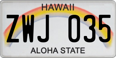 HI license plate ZWJ035