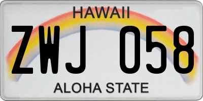 HI license plate ZWJ058