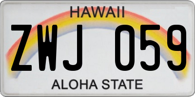 HI license plate ZWJ059