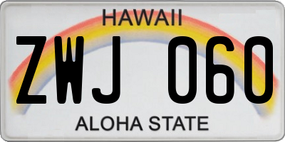 HI license plate ZWJ060