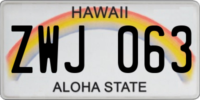 HI license plate ZWJ063