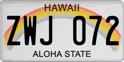 HI license plate ZWJ072