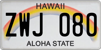 HI license plate ZWJ080