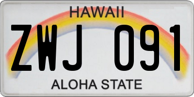 HI license plate ZWJ091