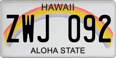 HI license plate ZWJ092