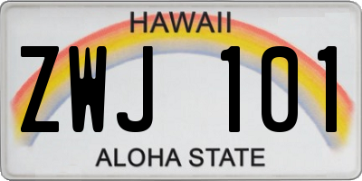 HI license plate ZWJ101