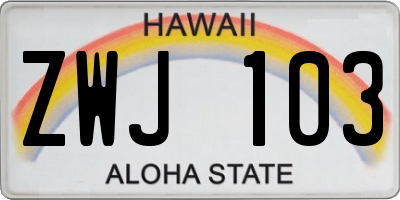 HI license plate ZWJ103