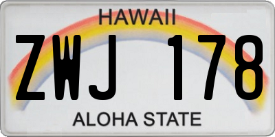 HI license plate ZWJ178