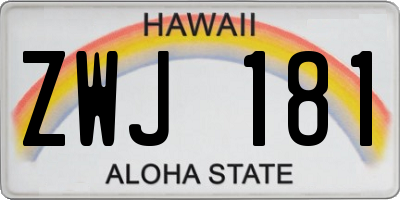 HI license plate ZWJ181