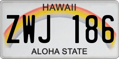 HI license plate ZWJ186