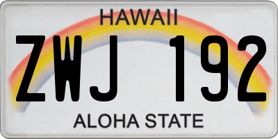 HI license plate ZWJ192