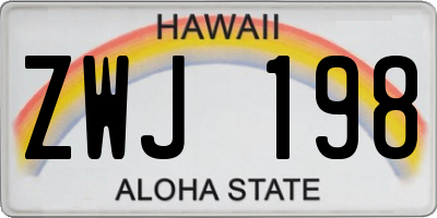 HI license plate ZWJ198
