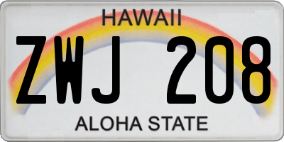 HI license plate ZWJ208