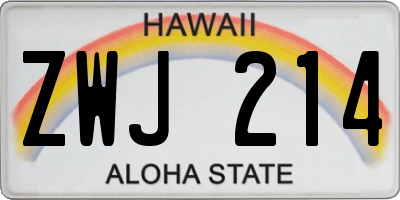 HI license plate ZWJ214