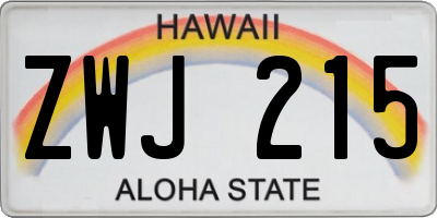 HI license plate ZWJ215