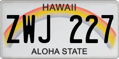 HI license plate ZWJ227