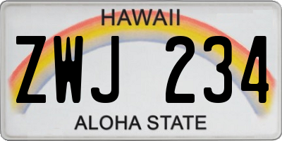 HI license plate ZWJ234