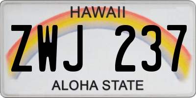 HI license plate ZWJ237