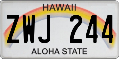 HI license plate ZWJ244