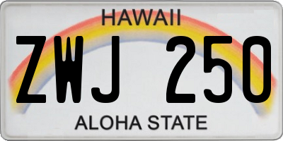 HI license plate ZWJ250