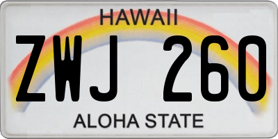 HI license plate ZWJ260
