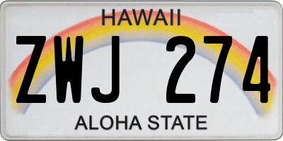 HI license plate ZWJ274