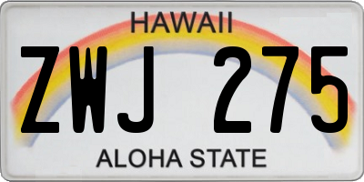 HI license plate ZWJ275