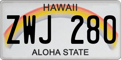 HI license plate ZWJ280