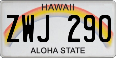 HI license plate ZWJ290