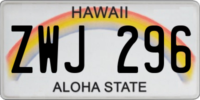 HI license plate ZWJ296