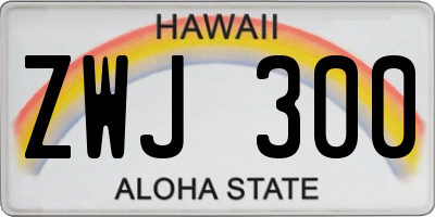 HI license plate ZWJ300