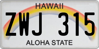 HI license plate ZWJ315