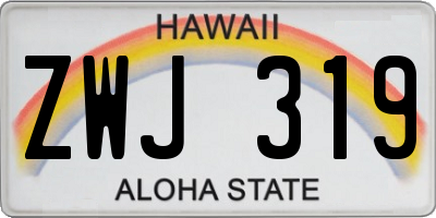 HI license plate ZWJ319