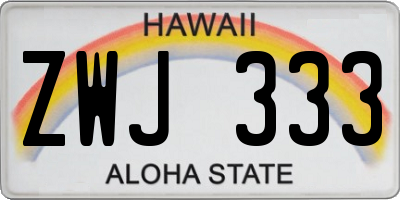 HI license plate ZWJ333