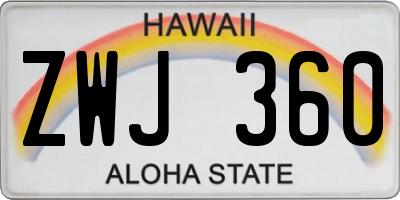 HI license plate ZWJ360